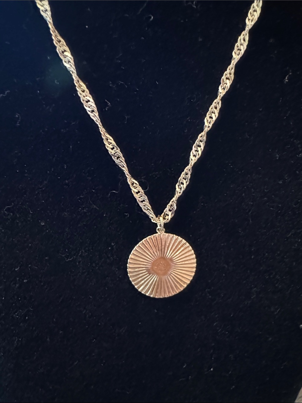 Vintage Gold Sunburst Disc Pendant Necklace - Women's Jewelry